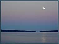 Moonrise over Plumper Sound and Boat Passage, North Pender Island