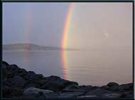 Spring rainbow over Plumper Sound, North Pender Island