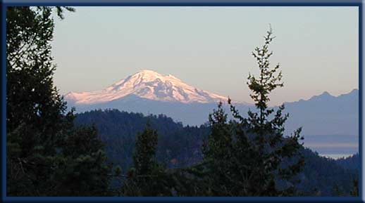 North Pender Island - Mount Baker in Washington State looms over the Gulf Islands